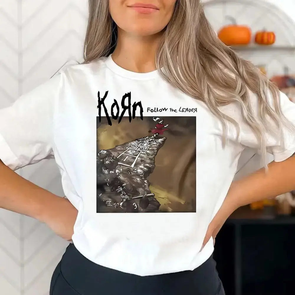 Korn shirt teen Breathable Graphic 2000s hip hop t shirt anime kawaii hip hop korean clothes Breathable Y2k