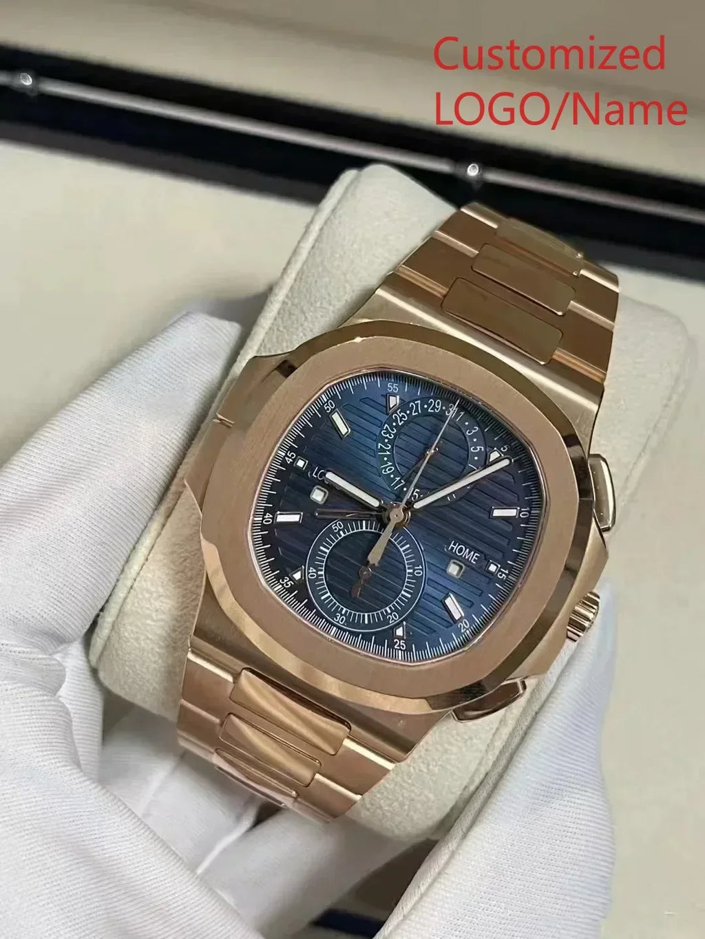 Men Luminous Sapphire  Automatic Mechanical Watch 904L Stainless Steel  Black Blue Customized