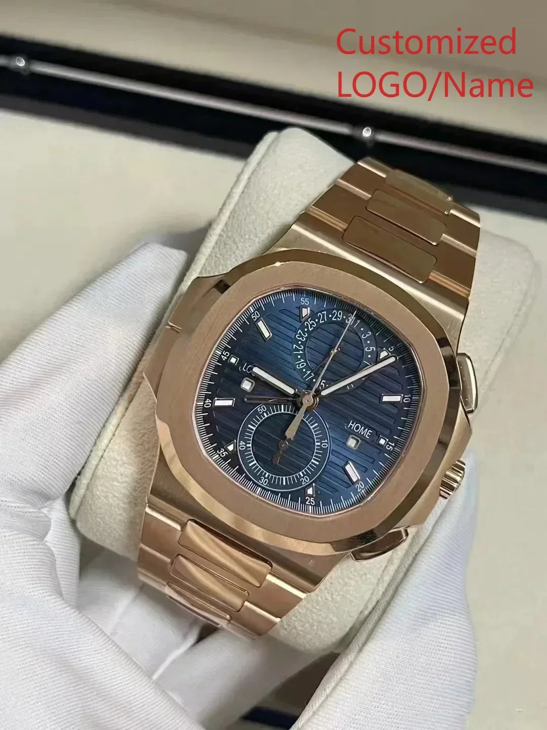 Men Luminous Sapphire  Automatic Mechanical Watch 904L Stainless Steel  Black Blue Customized