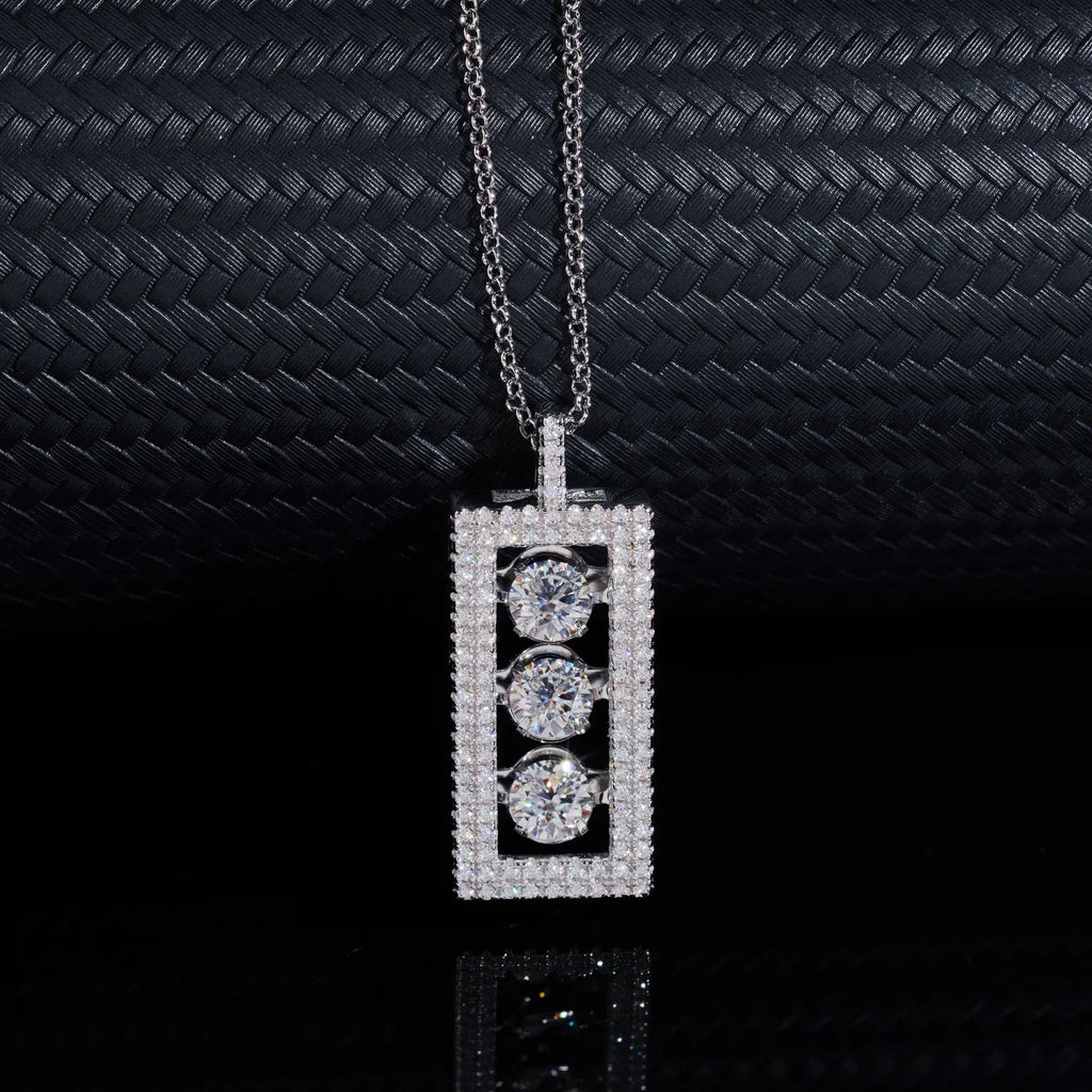 .925 ‘Sterling Silver Multi Color Moissanite Rectangle Hollow Pendamt