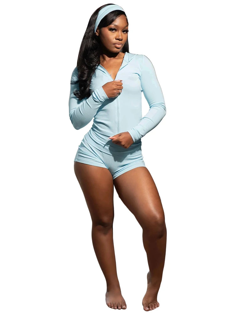 2026 New Arrivals Loungewear Spring Women Set Skinny Zip Hooded Jacket with Shorts Activewear Streetwear 2 Piece Set Tracksuits
