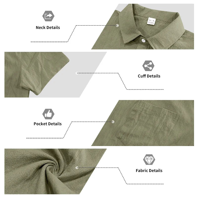 Men Summer American Linen Two Piece Set Short Sleeve Shirt Drawstring Cargo Shorts Loose Casual Outdoor Commute Vacation Outfit