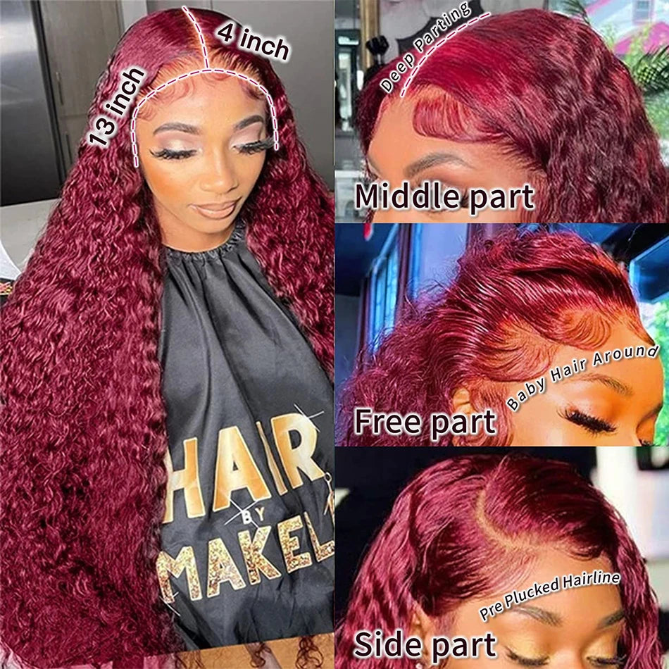 Burgundy 13X6 Hd Lace Frontal Human Hair Wig