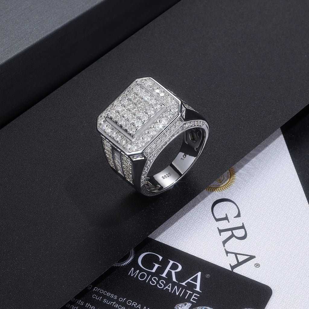 .925 Silver Moissanite Square Ring