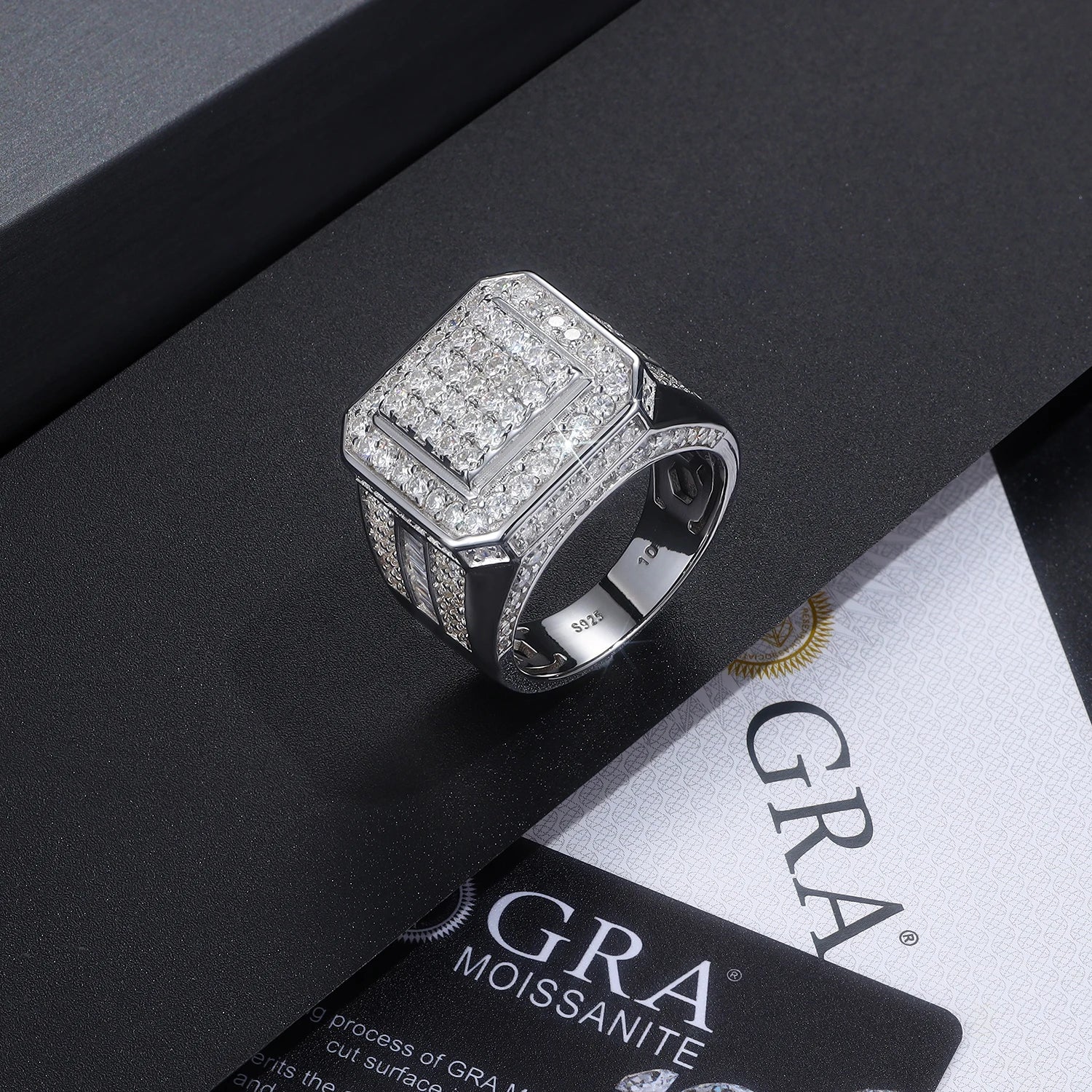 .925 Silver Moissanite Square Ring