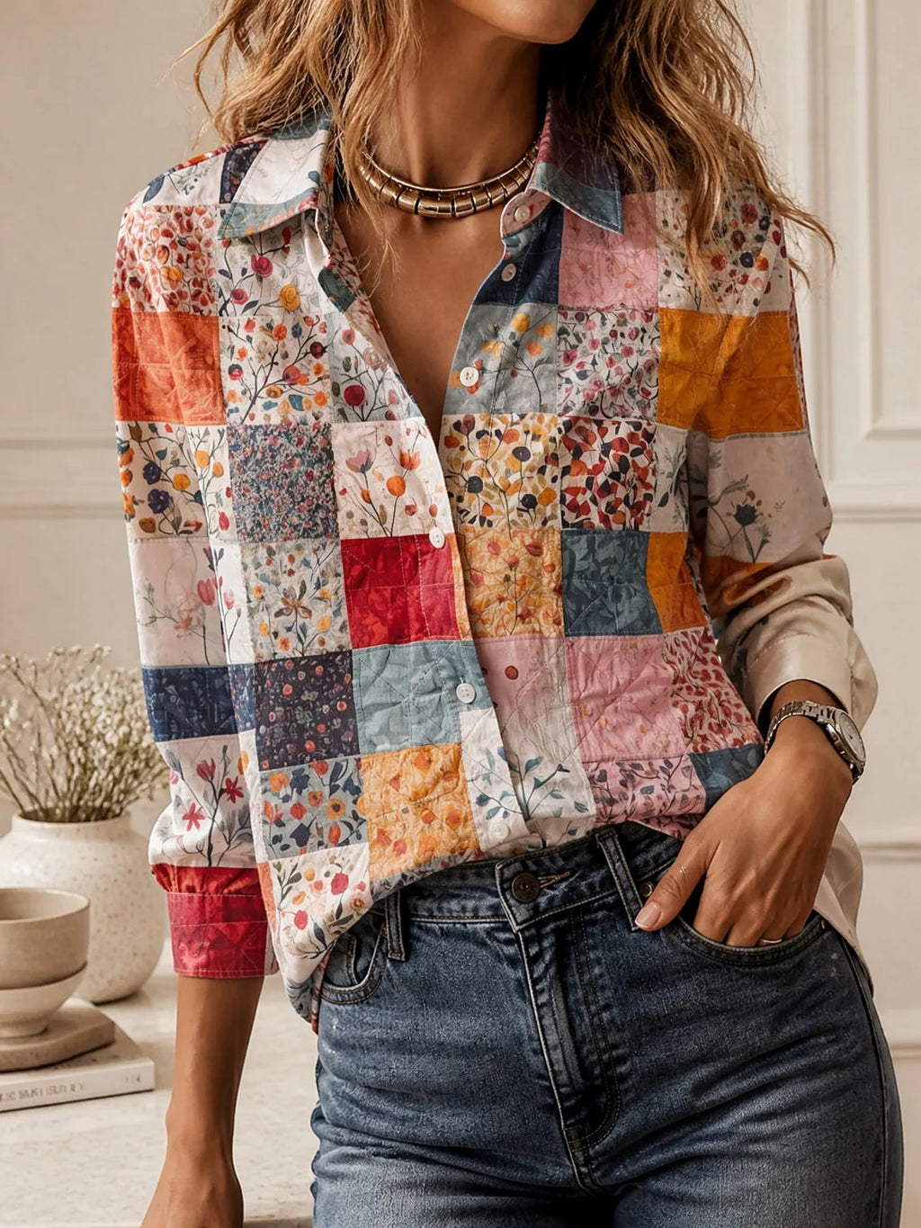 2026Chic Loose Collared Blouse, Ladies Long Sleeve Single Breasted Versatile Weekend Daily Clothes