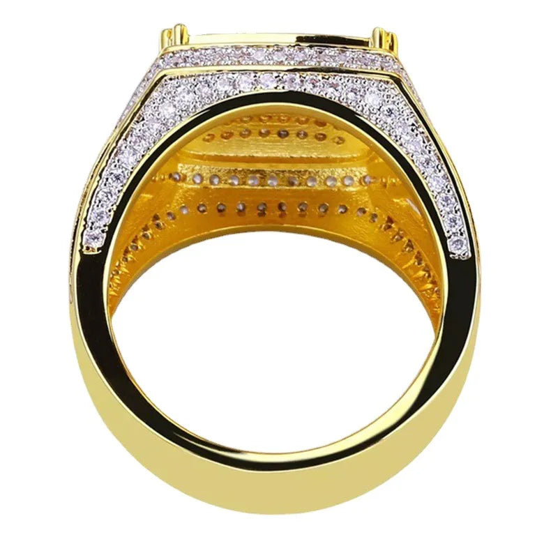 .925 Sterling Silver Square Men Diamond Ring