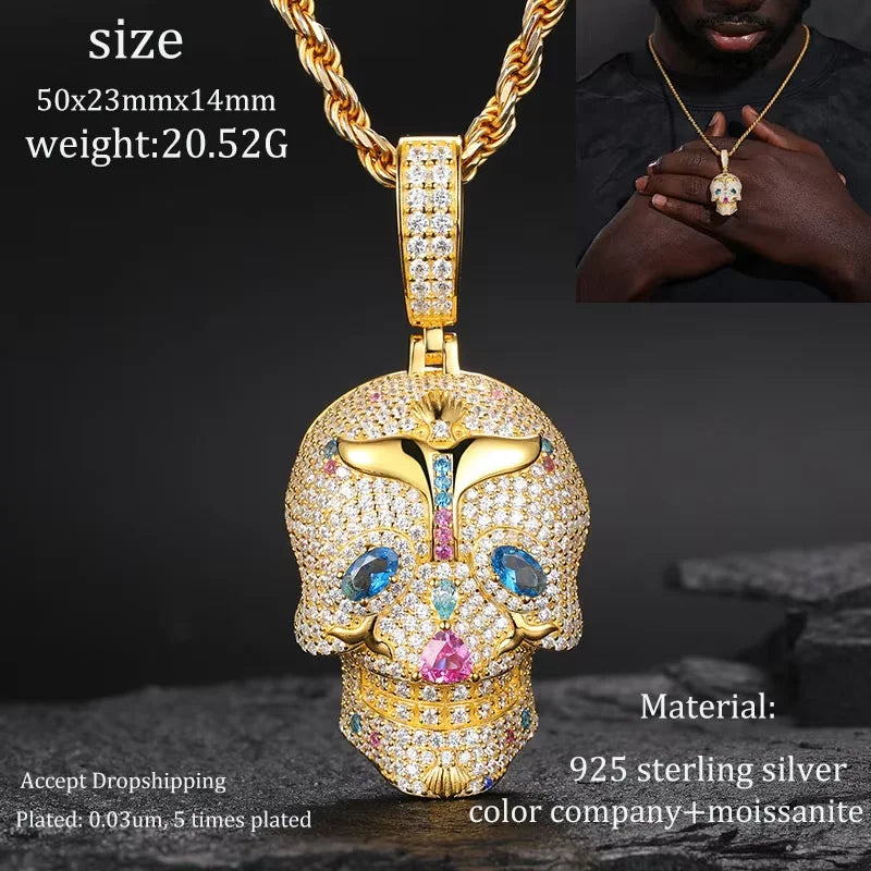 High Quality Skull Pendant Silver 925 Moissanite Iced Out Pendant