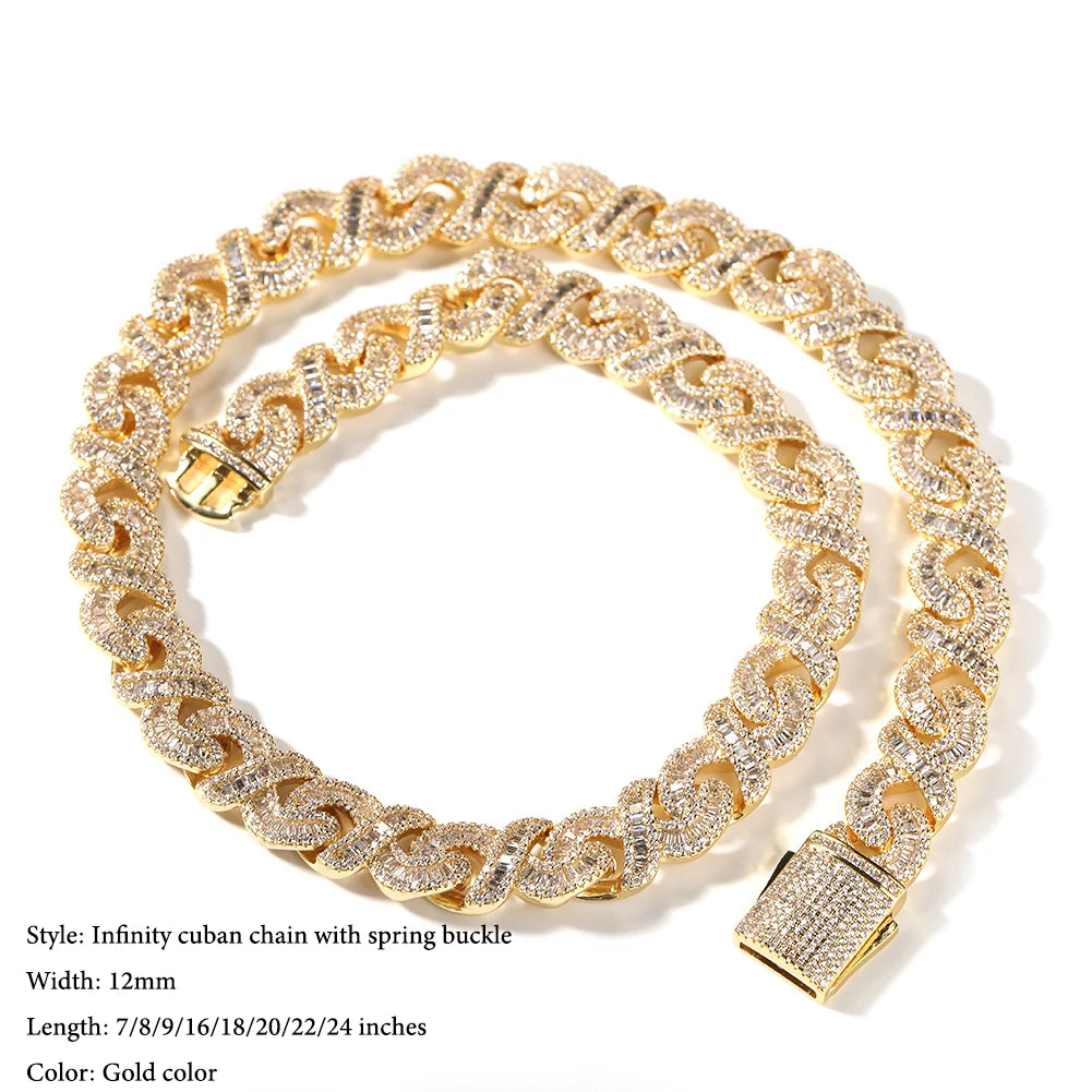 AAA CZ Baguettecz Prong Setting Cuban Link Chain/Choker