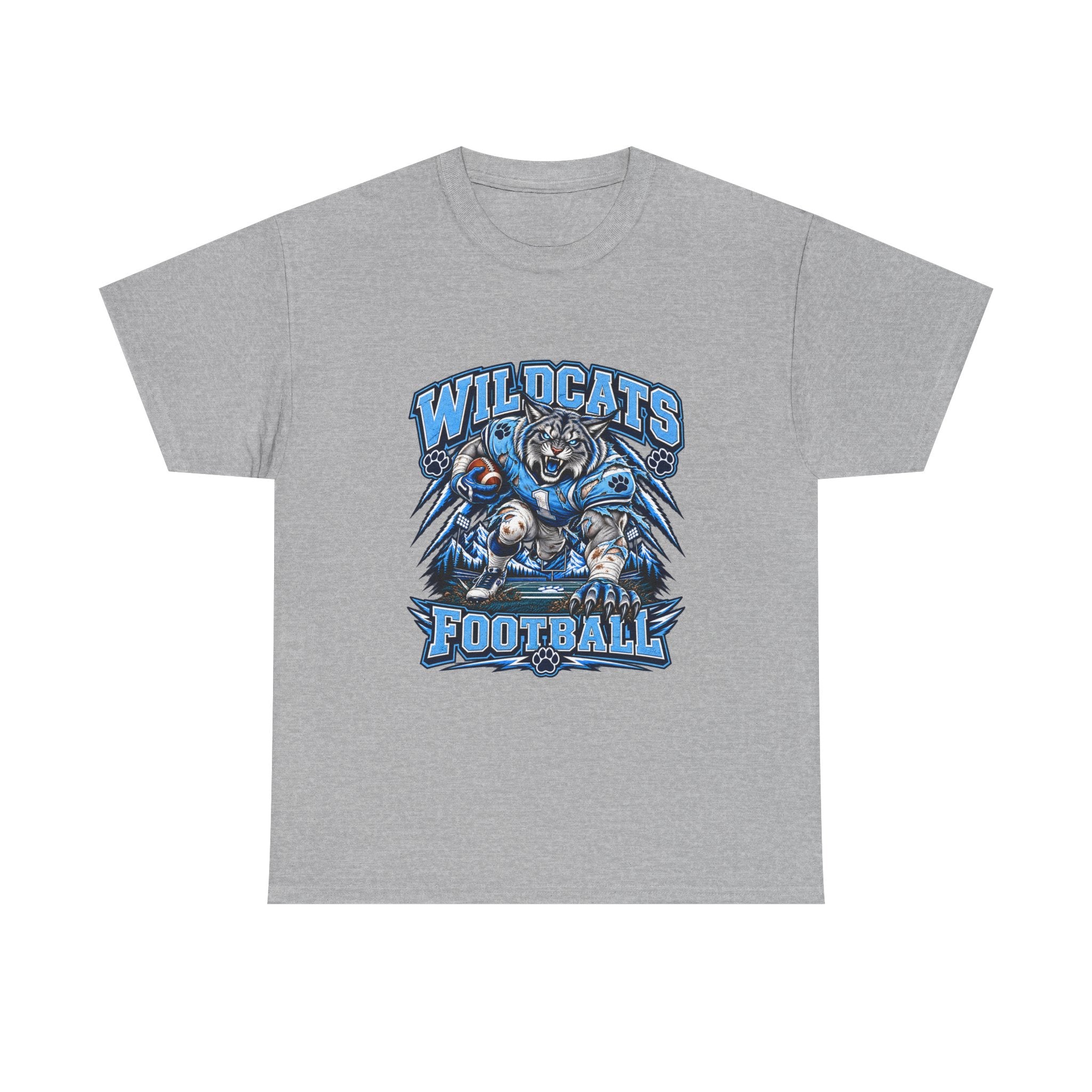 Wildcats Football Fierce Game Day Graphic T-Shirt – Baby Blue, Navy, Black & White