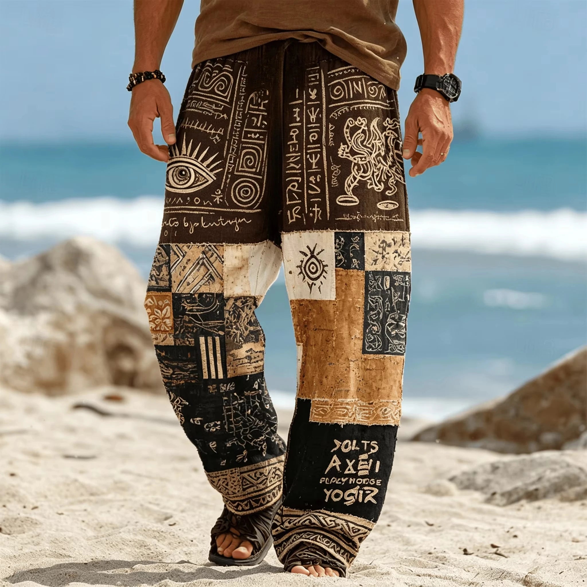 Summer Fashion New Bohemian Ethnic Style Loose Straight Leg Pants For Men And Women Outdoor Sports Street Casual 3D Pants