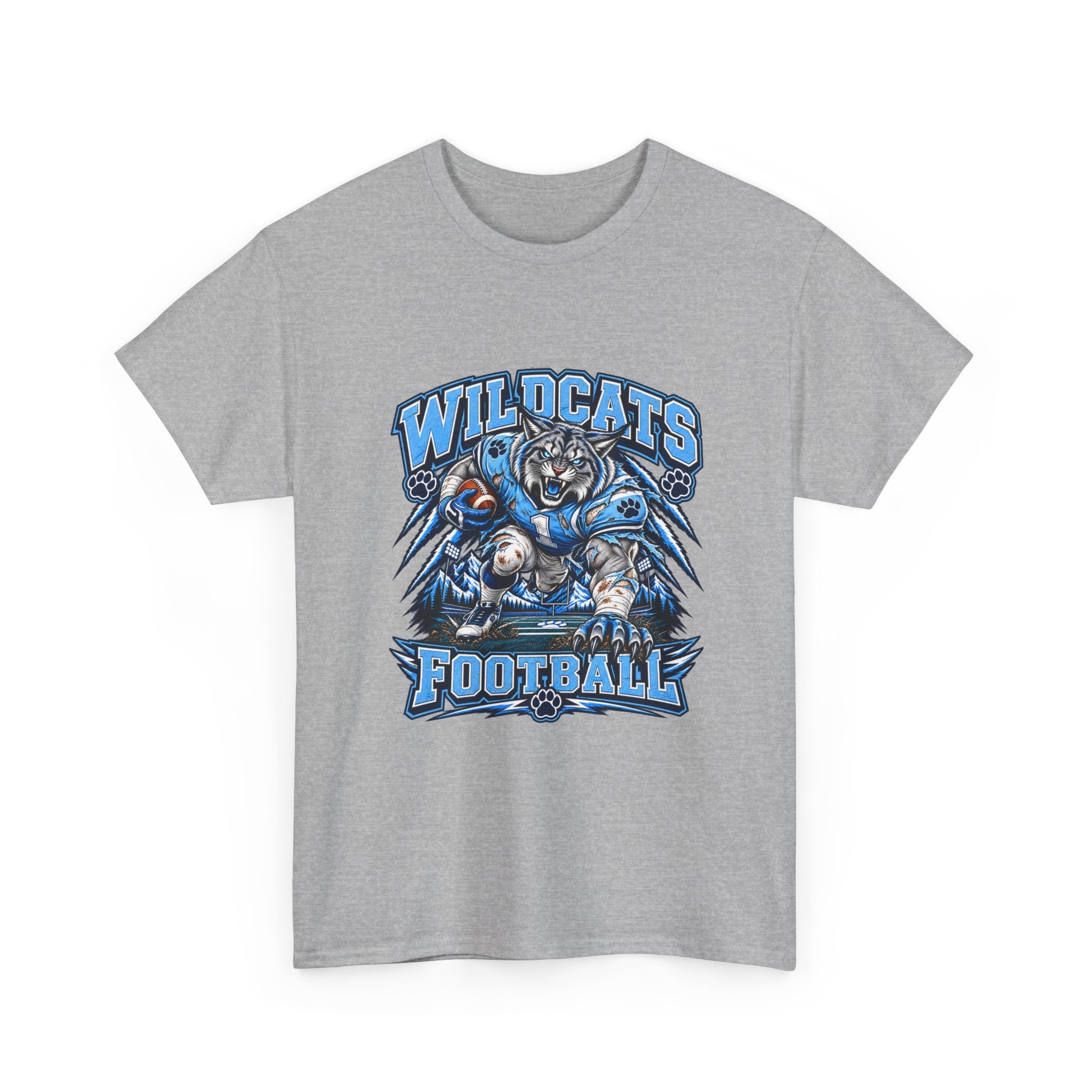 Wildcats Football Fierce Game Day Graphic T-Shirt – Baby Blue, Navy, Black & White