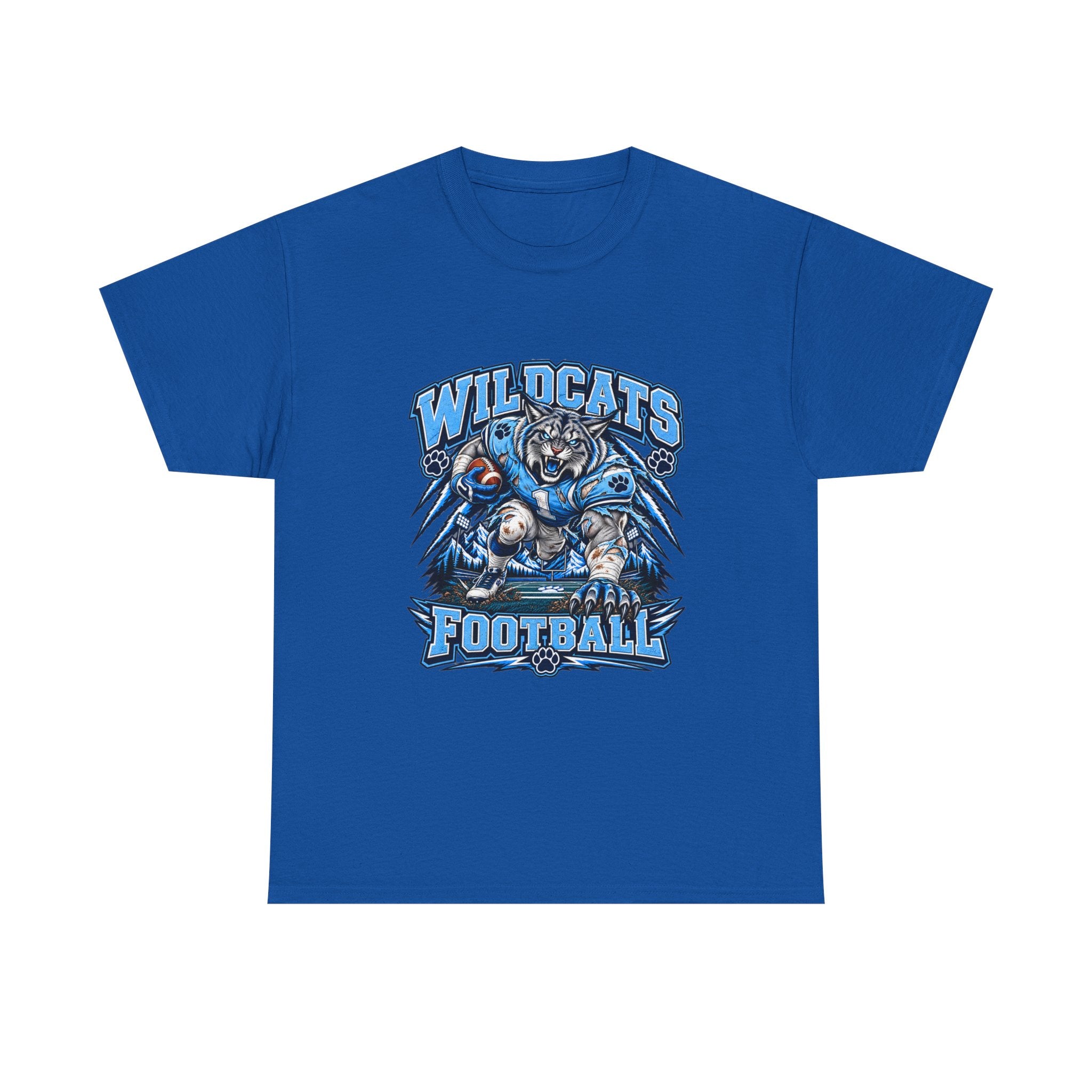 Wildcats Football Fierce Game Day Graphic T-Shirt – Baby Blue, Navy, Black & White
