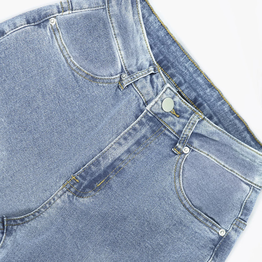 Women Denim Pants Print Streetwear Skinny Low Waiste