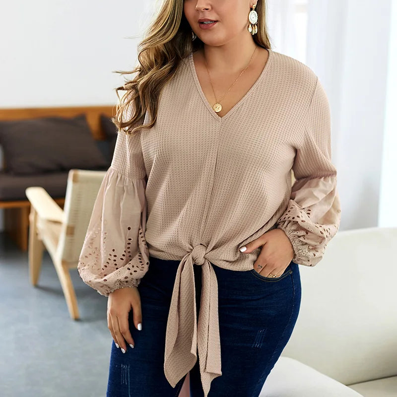 Plus Size casual ladies V-neck sweater