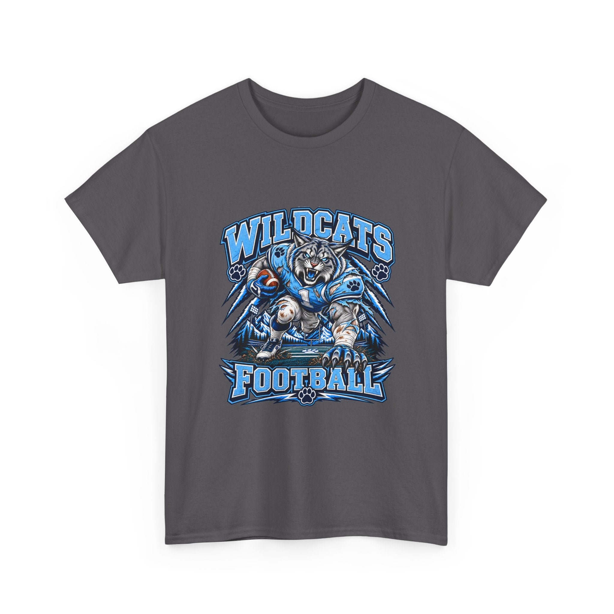 Wildcats Football Fierce Game Day Graphic T-Shirt – Baby Blue, Navy, Black & White