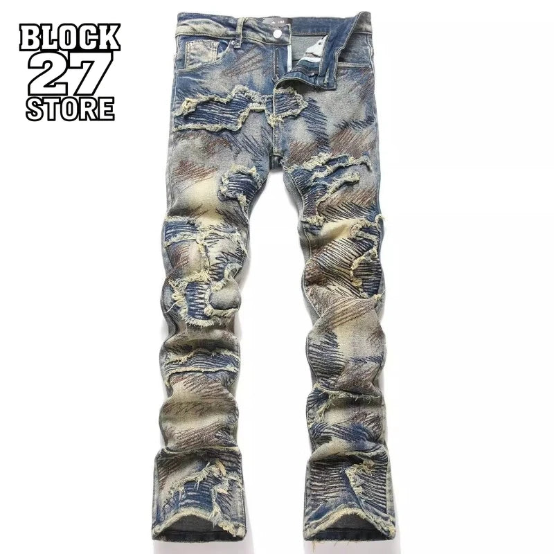 Vintage Distressed Jeans Men (Ripped)
