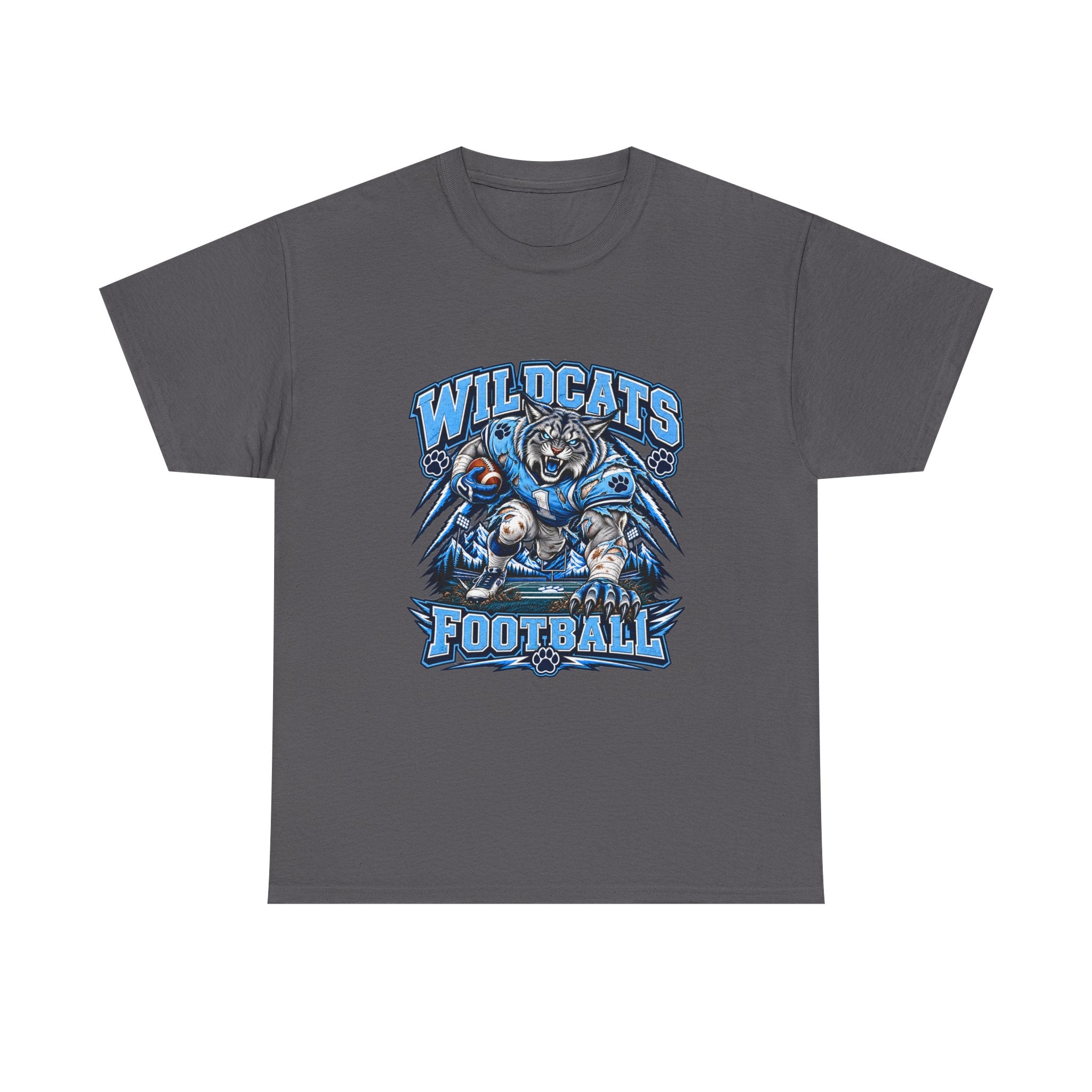 Wildcats Football Fierce Game Day Graphic T-Shirt – Baby Blue, Navy, Black & White