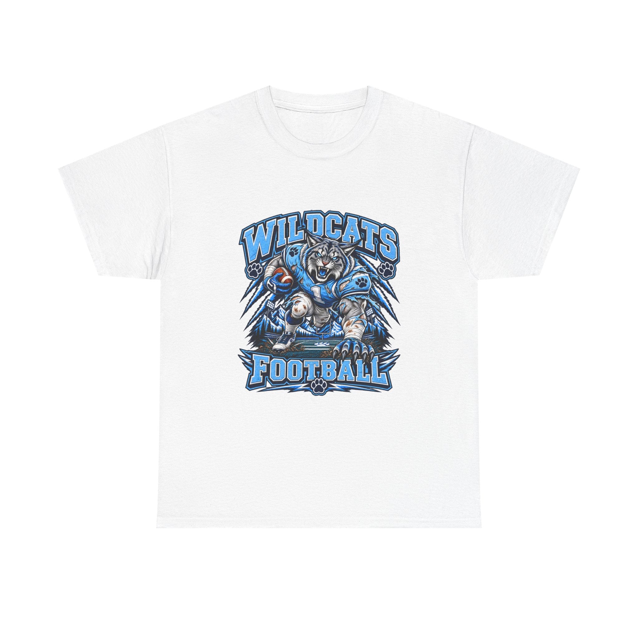 Wildcats Football Fierce Game Day Graphic T-Shirt – Baby Blue, Navy, Black & White