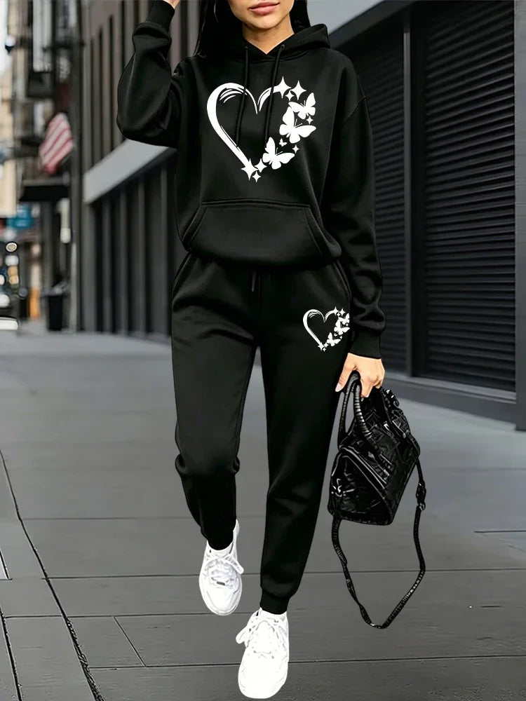 2026 New Fashion Women's Tracksuit Hoodies and Sweatpants Autumn Winter Daily Casual Sports Pullover Set Outdoor Jogging Outfits