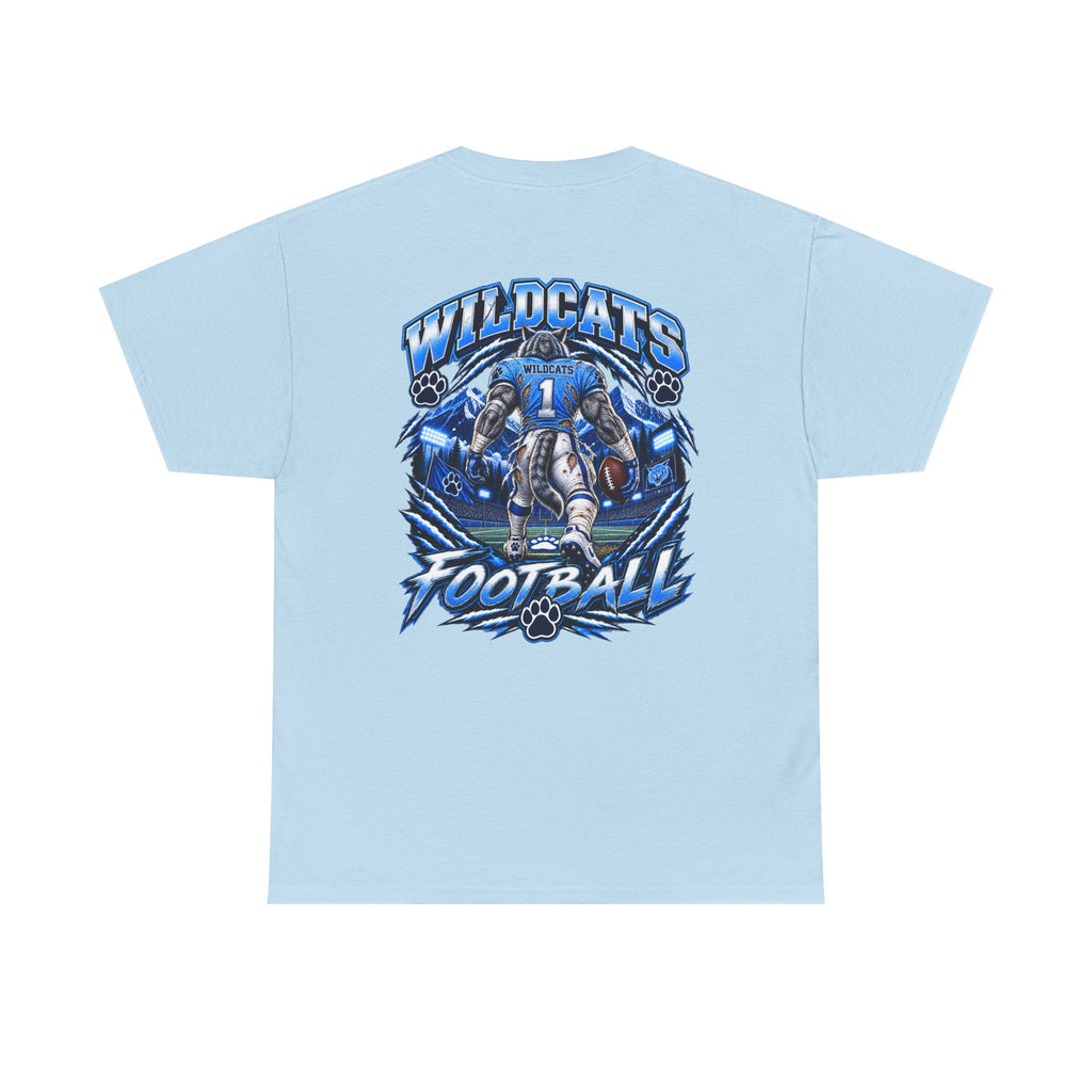 Wildcats Football Fierce Game Day Graphic T-Shirt – Baby Blue, Navy, Black & White