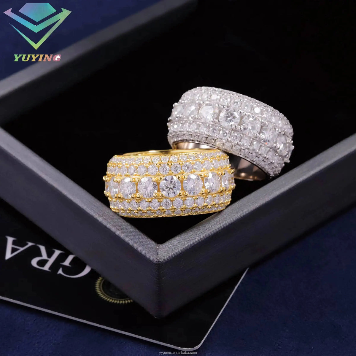 VVS Moissanite 925 Silver Full Iced Out Cuban Ring for Men / Women  100% Pass Diamond Tester