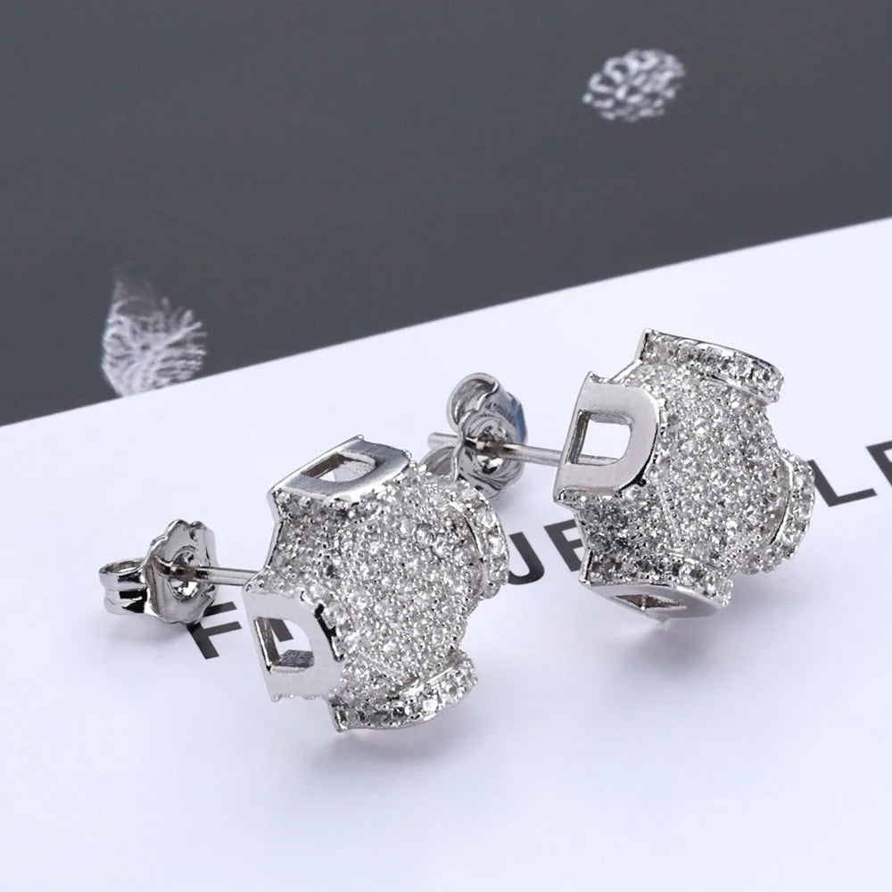 ESKEEM Fine Jewelry 12mm Iced Out Diamond VVS Moissanite Earrings Men 925 Sterling Silver Stud Earrings Women Jewelry