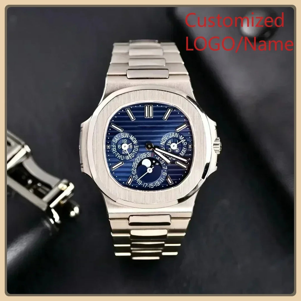 Men Luminous Sapphire  Automatic Mechanical Watch 904L Stainless Steel  Black Blue Customized