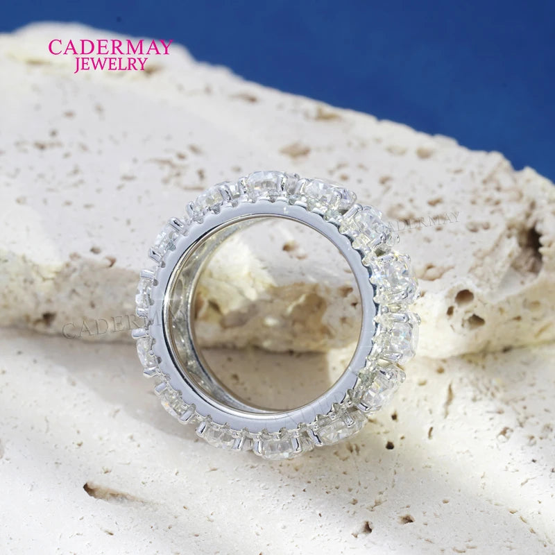 3 Rows Moissanite Eternity Ring .925 Sterling Silver