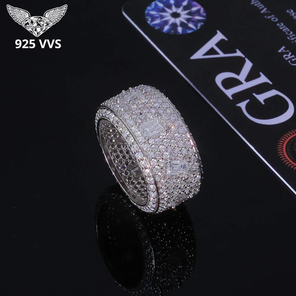 925 VVS Round Square Moissanite Diamond Ring Men / Women