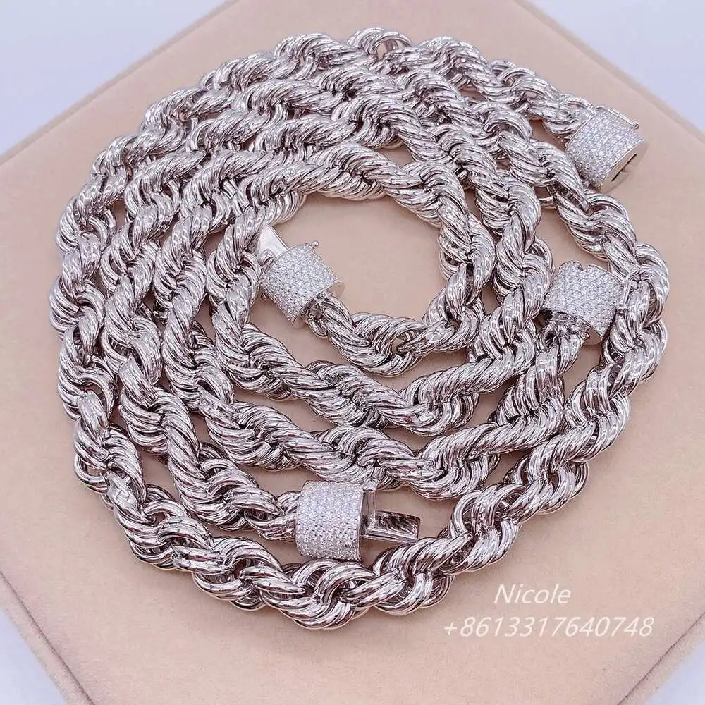 Iced Out Moissanite  925 Sterling Silver Twist Necklace