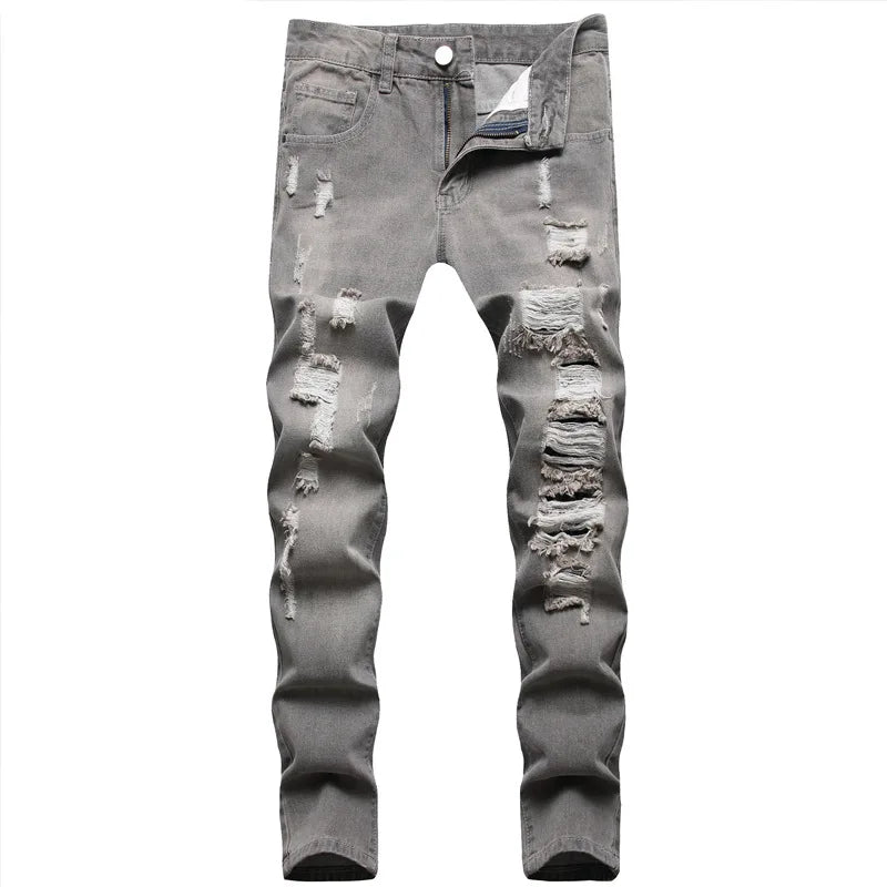 Casual Gray  Ripped Jeans