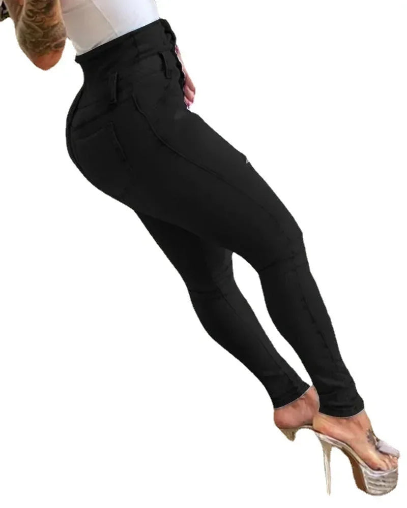 Women Jeans Distressed Denim Pencil Pants