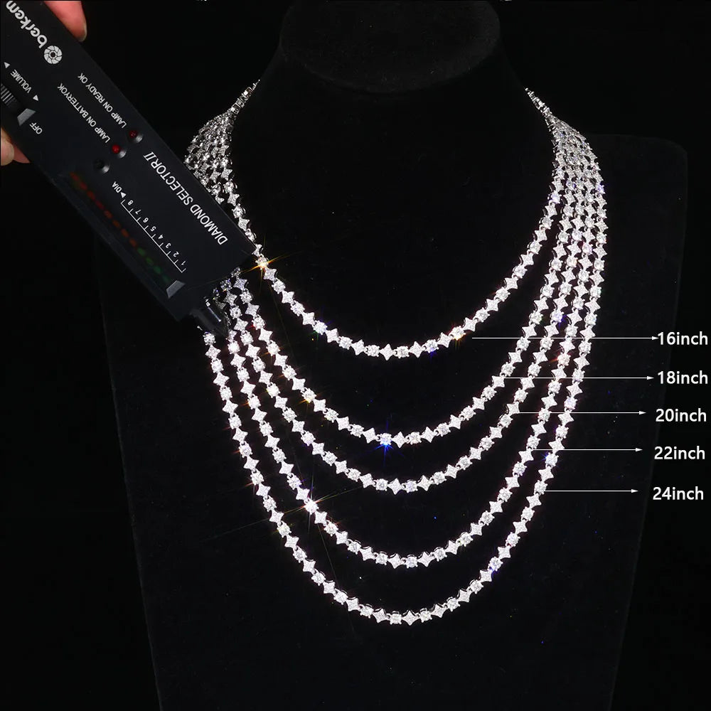 .925 Sterling Silver Moissanite Star Tennis Chain