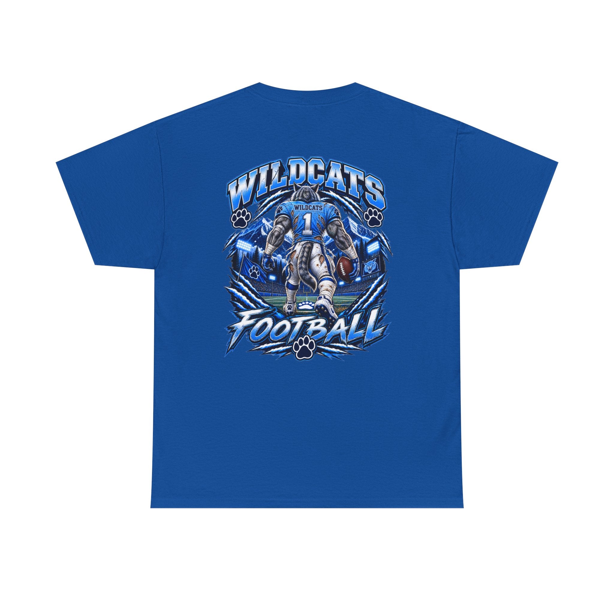 Wildcats Football Fierce Game Day Graphic T-Shirt – Baby Blue, Navy, Black & White