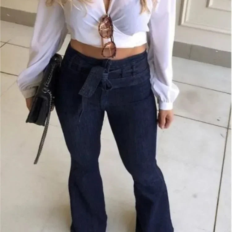 Solid Color High Waist Flare Pants