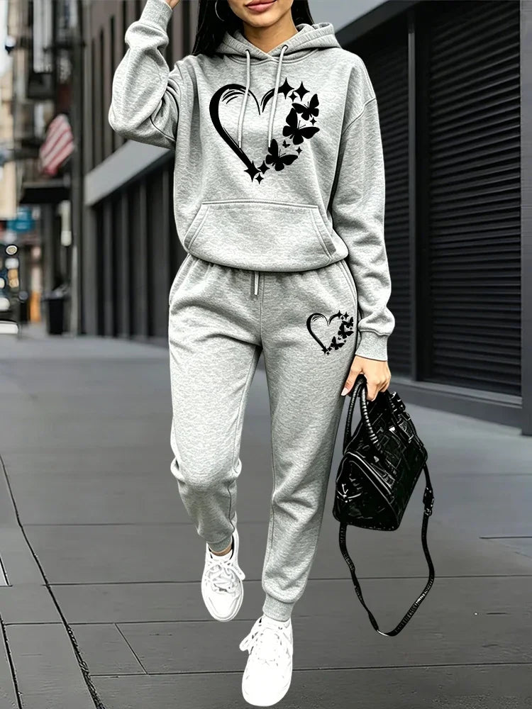 2026 New Fashion Women's Tracksuit Hoodies and Sweatpants Autumn Winter Daily Casual Sports Pullover Set Outdoor Jogging Outfits