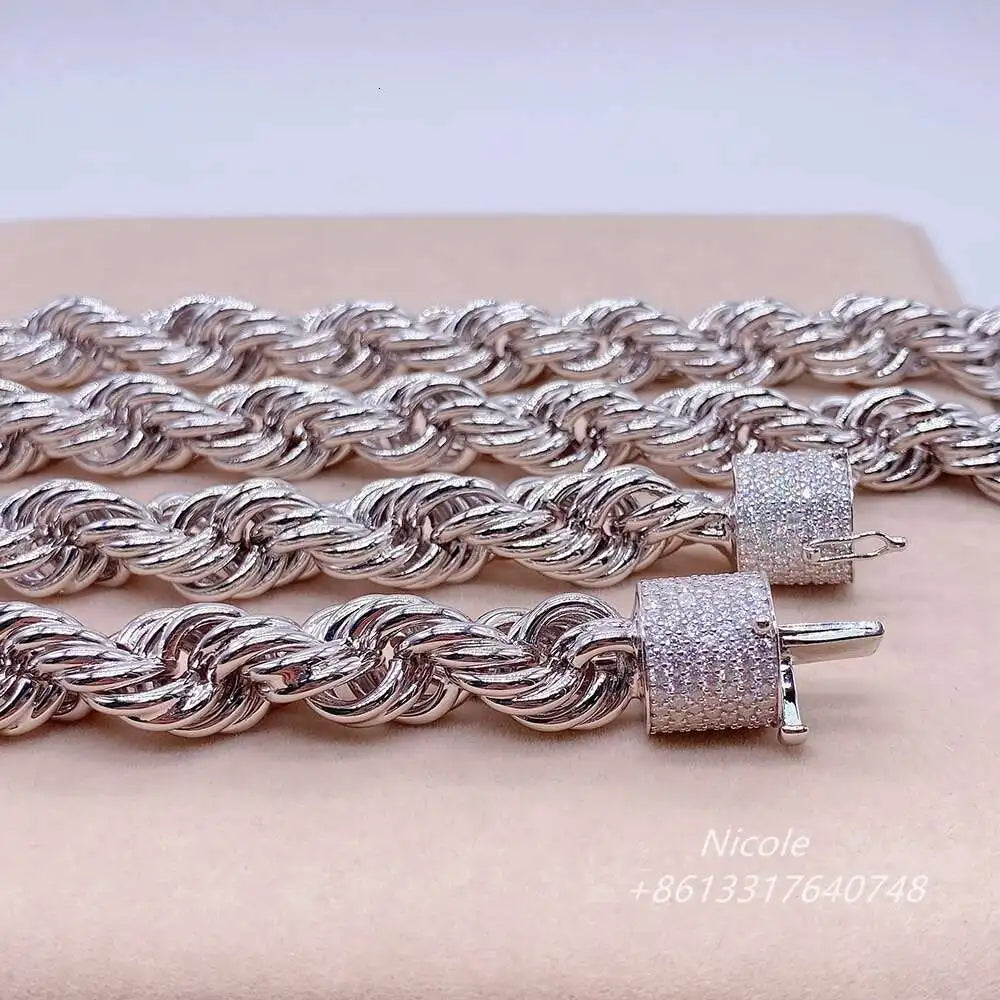 Iced Out Moissanite  925 Sterling Silver Twist Necklace