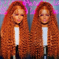 30Inch Orange Ginger Water Wave Lace Front Wig