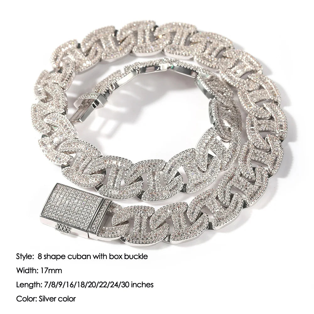 AAA CZ Baguettecz Prong Setting Cuban Link Chain/Choker