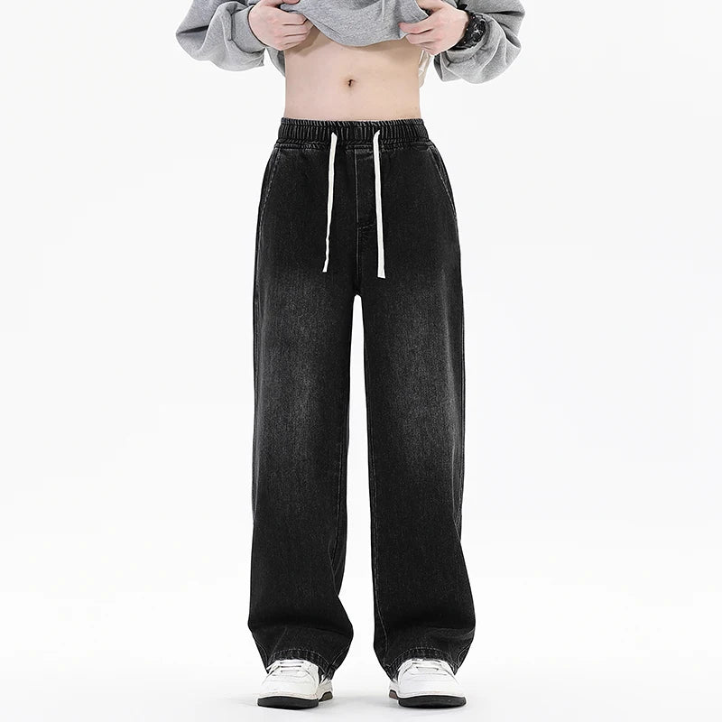 Spring Autumn New Streetwear Loose Jeans Men Korean Style Fashion Loose Straight Wide Leg Pants Men's Brand Clothing S-3XL