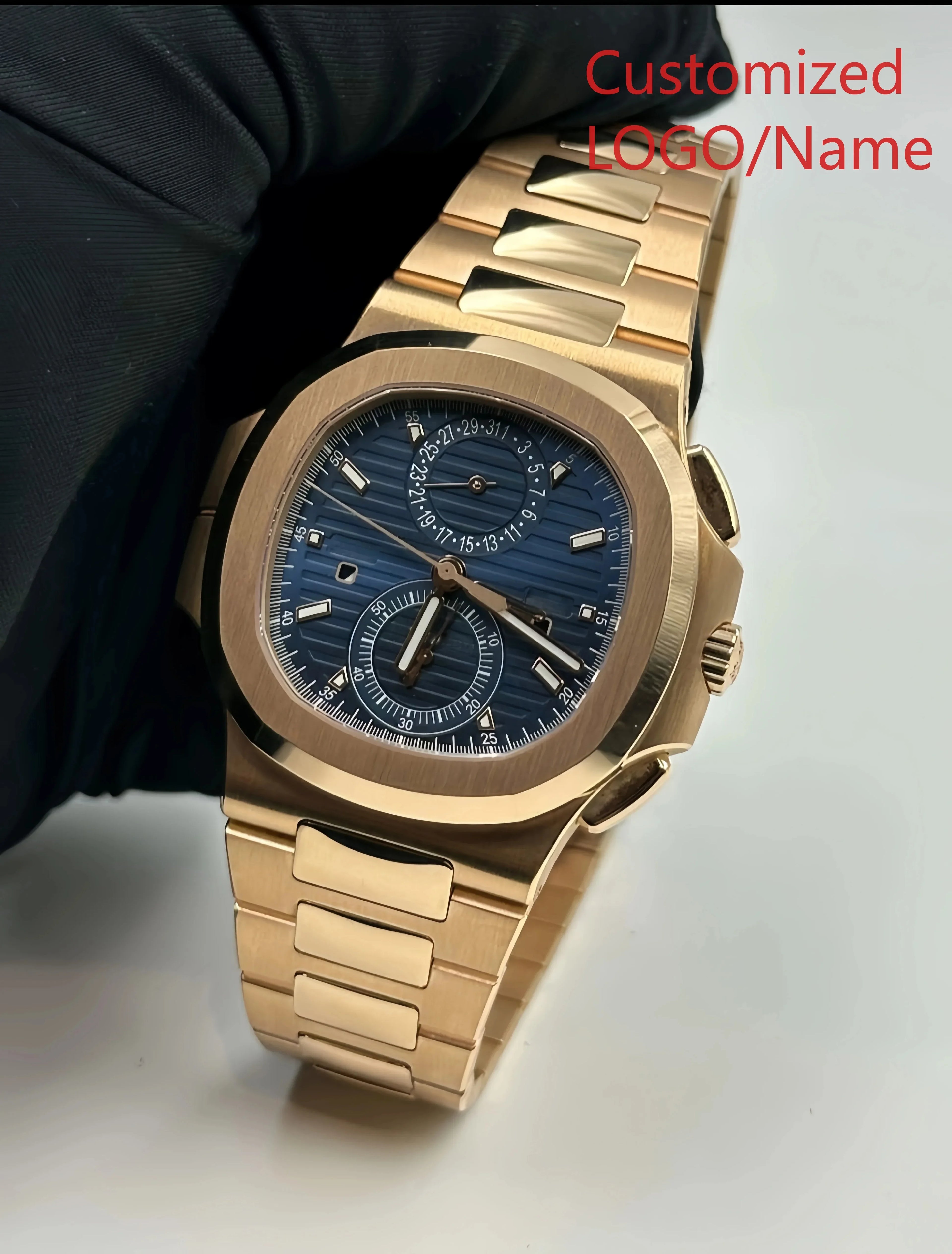 Men Luminous Sapphire  Automatic Mechanical Watch 904L Stainless Steel  Black Blue Customized