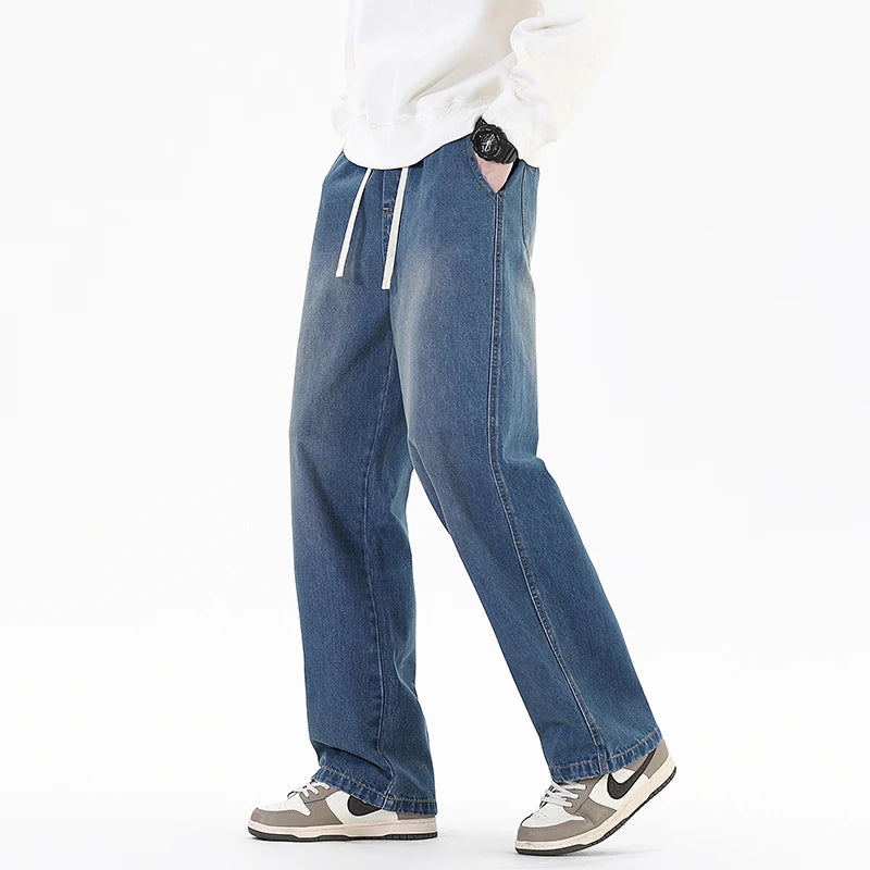 Spring Autumn New Streetwear Loose Jeans Men Korean Style Fashion Loose Straight Wide Leg Pants Men's Brand Clothing S-3XL