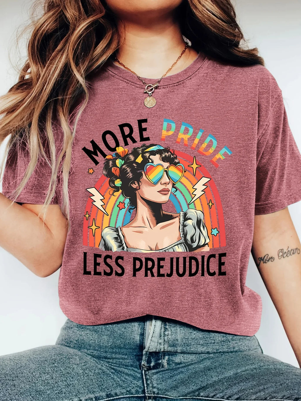 Women Casual Short Sleeve T-Shirt Rainbow Pride Graphic Print Crew Neck Soft Daily Wear Tees