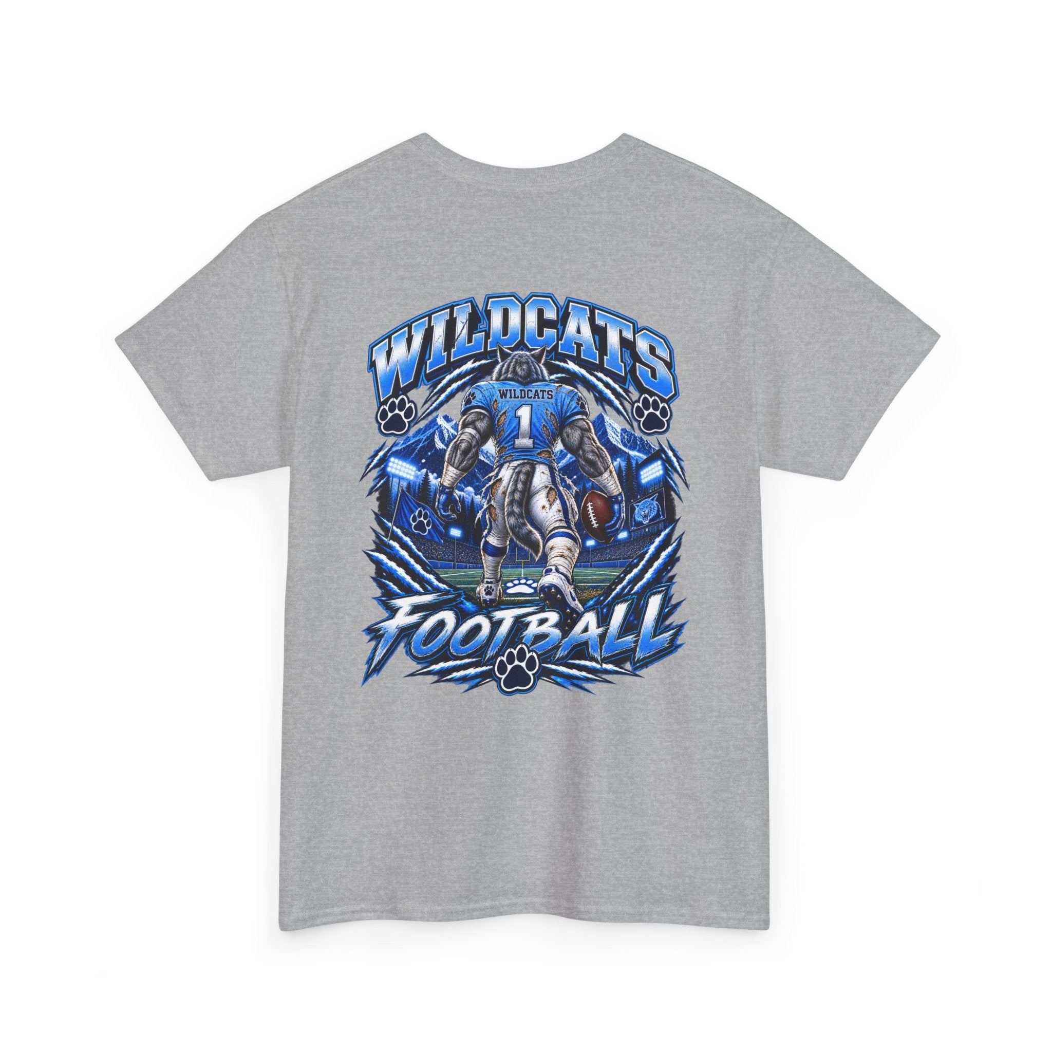 Wildcats Football Fierce Game Day Graphic T-Shirt – Baby Blue, Navy, Black & White