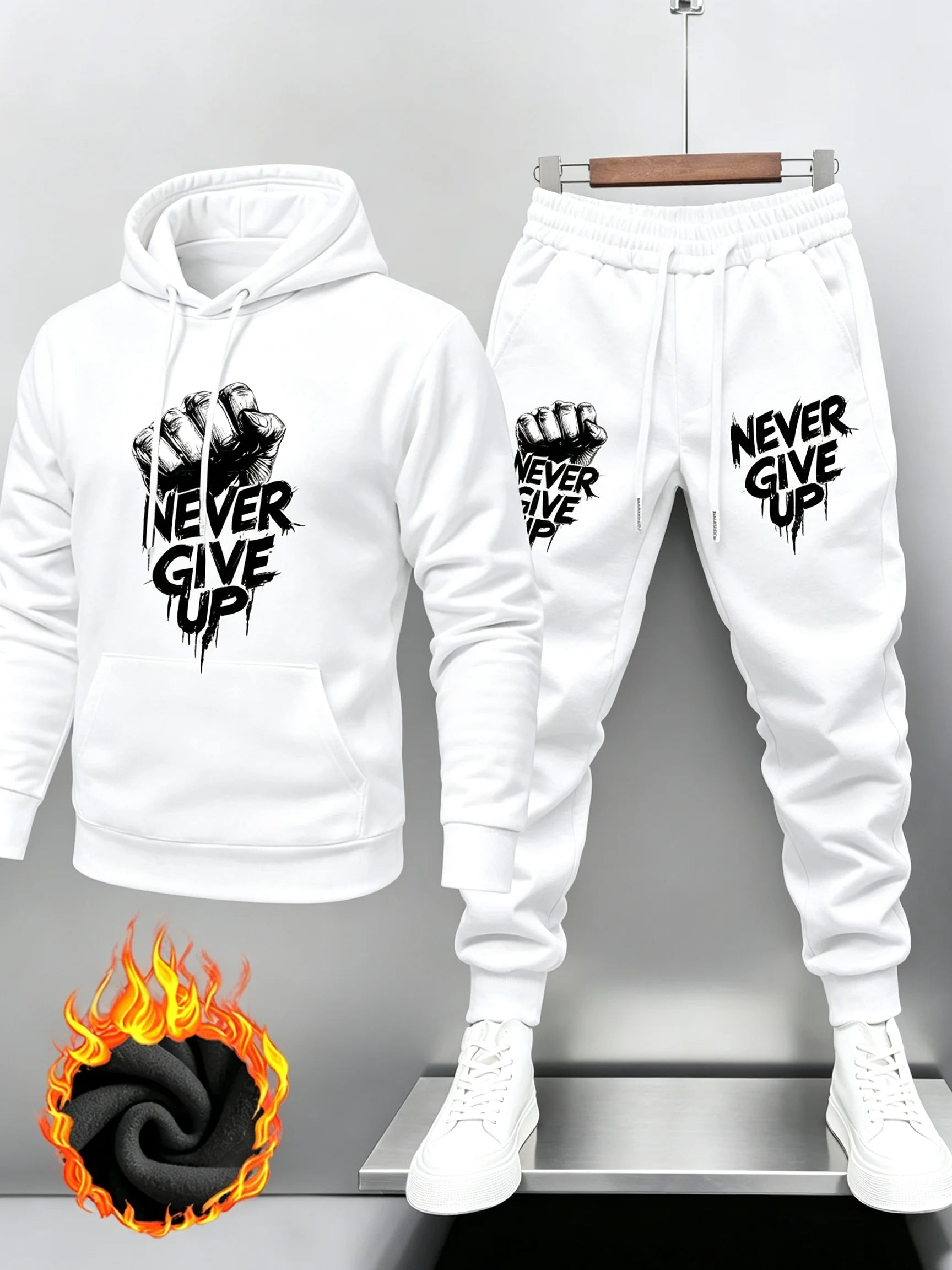 Men's hoodie and pants set. Loose fit, comfortable and versatile. Hip-hop style men's hoodie and pants set.