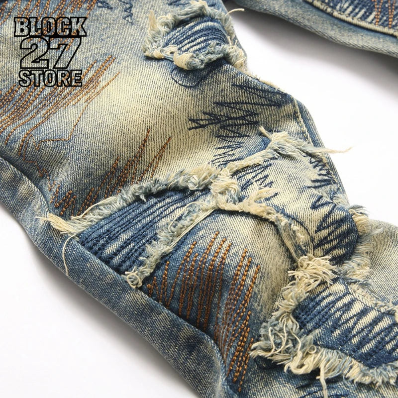 Vintage Distressed Jeans Men (Ripped)