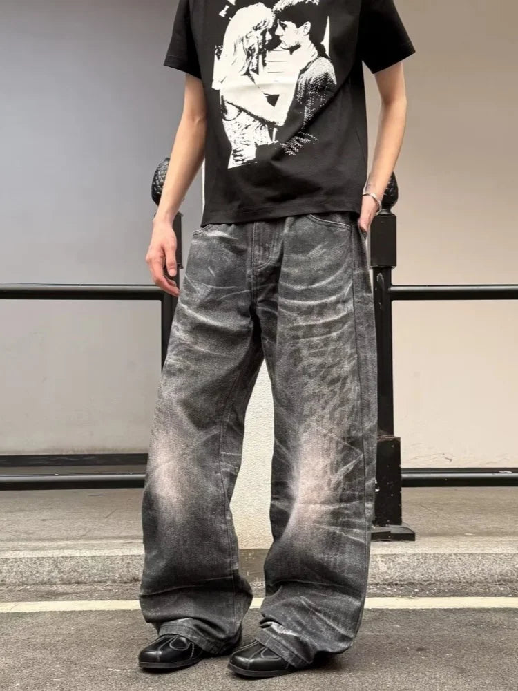Vintage Washed Black Baggy Jeans