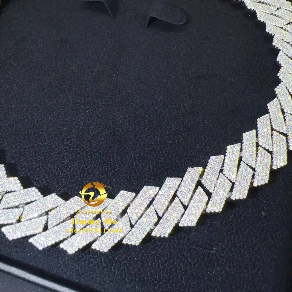 Heavy 925 Solid Silver 19mm 4 Rows VVS1 Moissanite Diamond Miami Cuban Link Chain