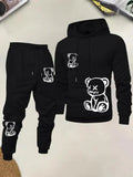 New Style Street Casual Fashion Comfortable Soft 3D Bear Pattern Printed Men's Hooded Sweatshirt Set